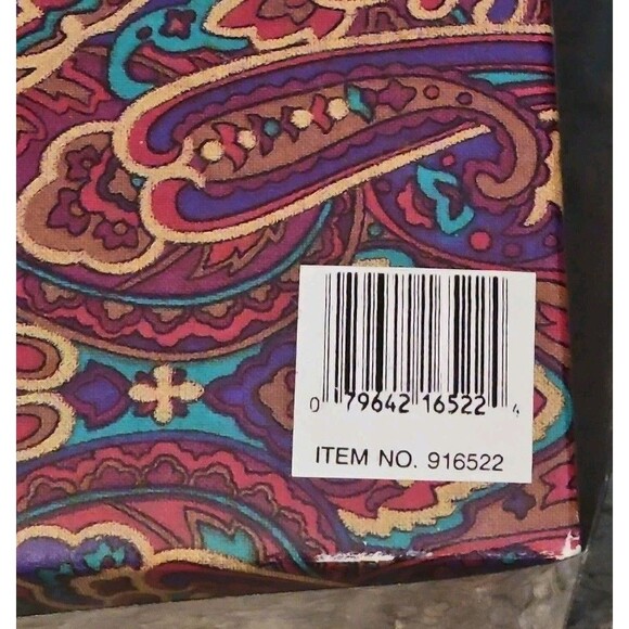 60s 2 Pc Toilertry Cosmetic Bags Travel Case Cloth Purple & Gold Paisley Rare - Picture 3 of 7